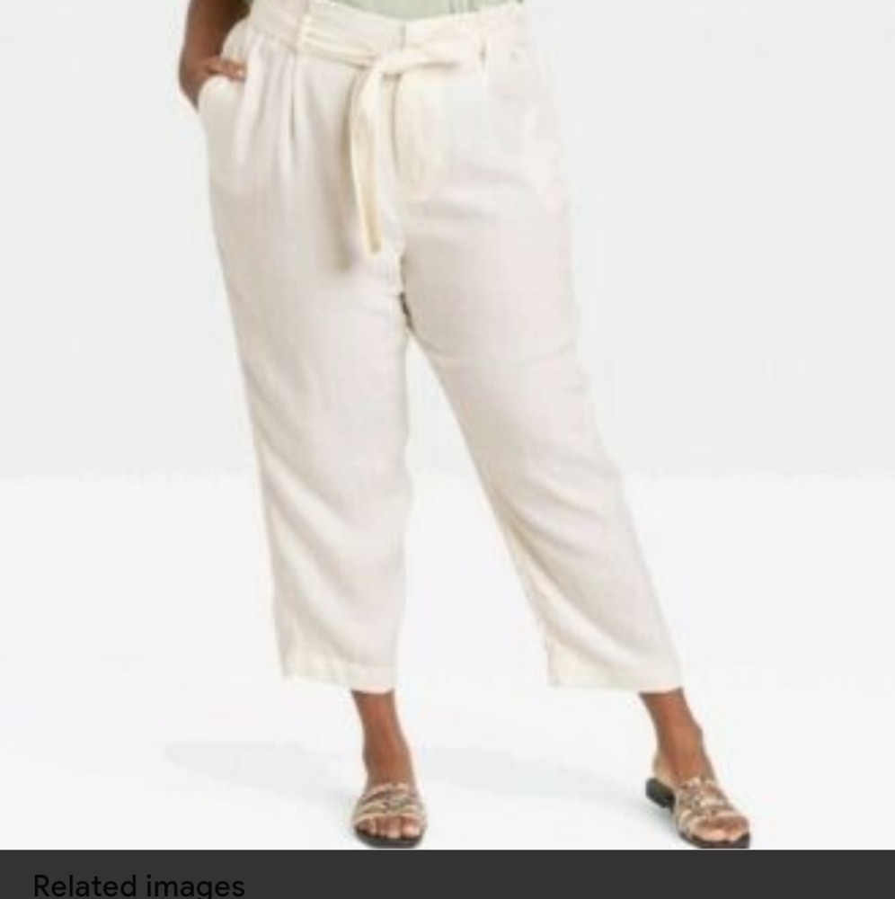 A New Day Target brand cream high rise paperbag top pants